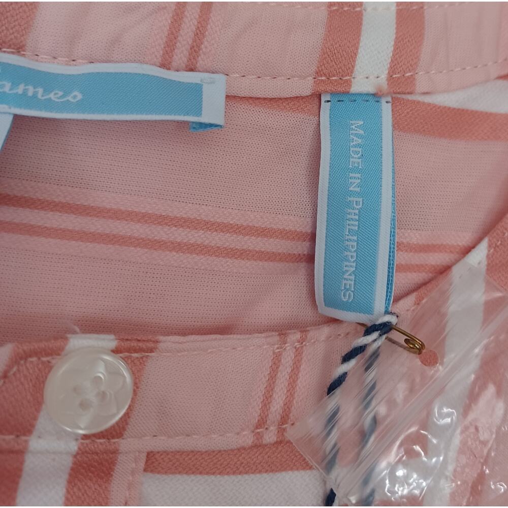 Draper James Ruffle Placket Dress Coral Pink Stripe M NWT - Picture 13 of 15